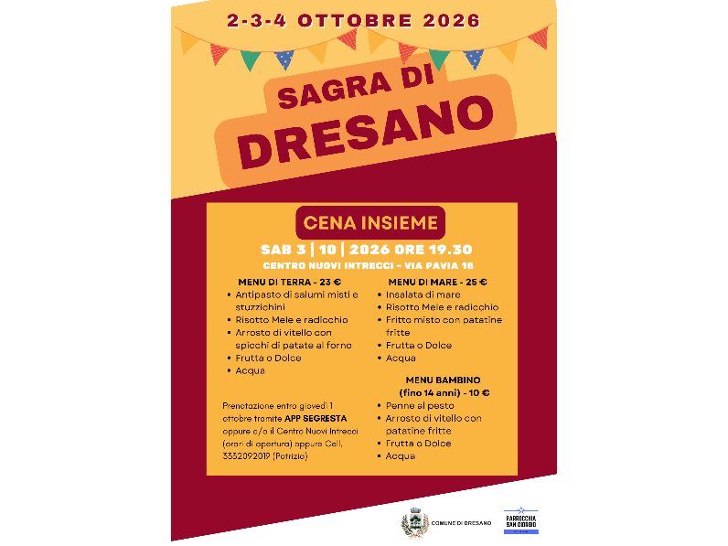 SAGRA DRESANO 2026: CENA INSIEME