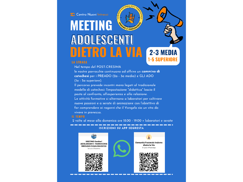 MEETING PRE-ADOLESCENTI E ADOLESCENTI 2026-2027